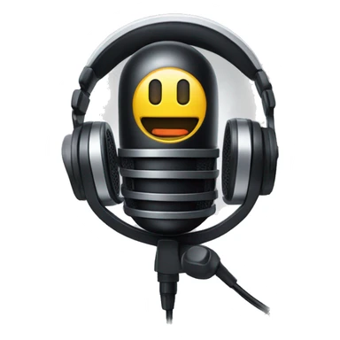 A studio condenser microphone with a headphone around sticker