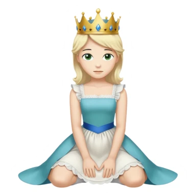Prince with crown, standing, black hair, blue eyes, and maid, blonde Hair, green eyes, white short sleveless dress, kneeling  sticker