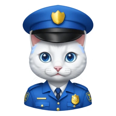 white cat police sticker