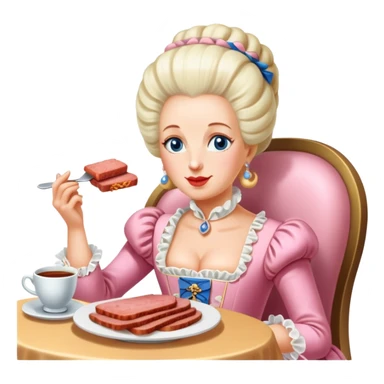 marie antoinette eating spam meat at cafe sticker