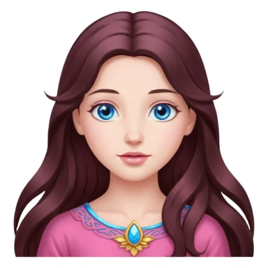 Spring pink goddess long brunette hair blue eyes sticker