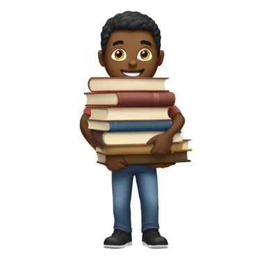 Guy carrying a stack of books sticker