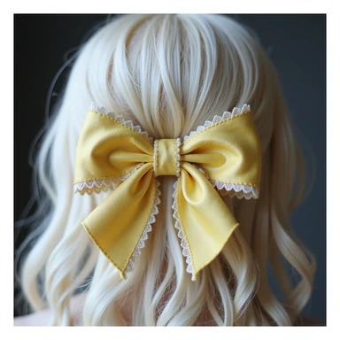 pastel yellow gothic bow and matching hair comb, lace and velvet details, photorealistic style, transparent background, variation 4 sticker
