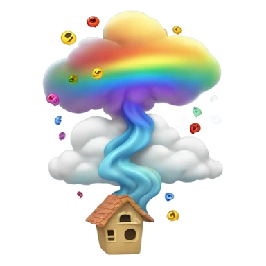 Tornado with little colorful rainbows flying over  sticker