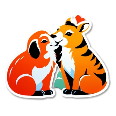 Animal Kissing sticker