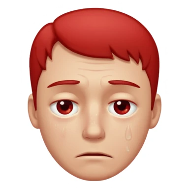 Man with a reddened, sad face, a tear flowing from his eye down his cheek sticker