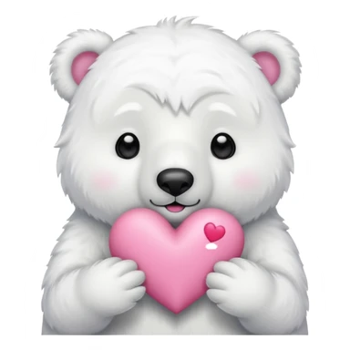  Oso Polar blanco corazón rosa kawaii cute sticker
