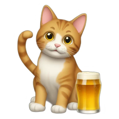 Un chat qui a une bierre sticker