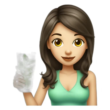 brunette girl with magnifying-glass drinking mojito sticker