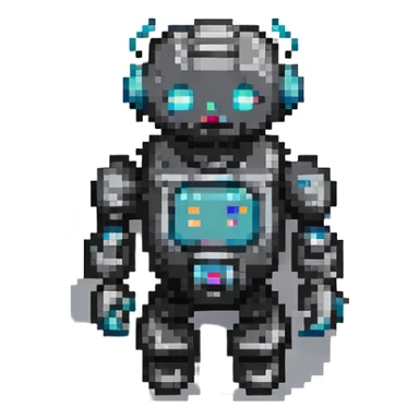 robot pixel art style sticker