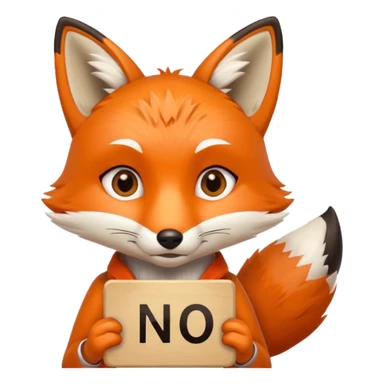 a fox HOLDING a no sign sticker