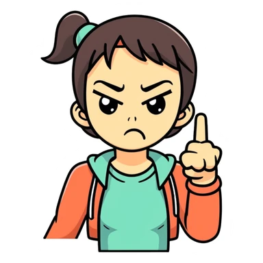Angry girl middle finger sticker