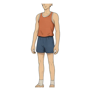 ghibli style tall athlete standing, no background sticker