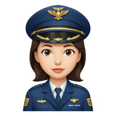 Airline pilot girl with dark brown hair sticker
