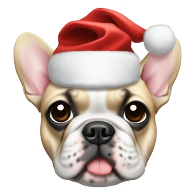 French bulldog with a Santa hat sticker