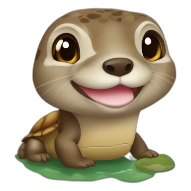 Loutre sur une tortue sticker