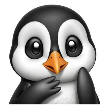 a penguin winking and shushing with one hand sticker