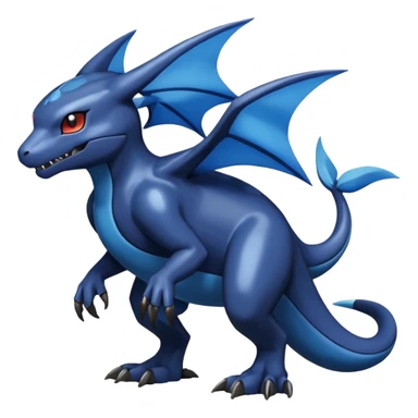 Dusky Glossy Oil-Sheen Blackened Blue Pokémon-Fakémon-Digimon-Creature, (full body) sticker