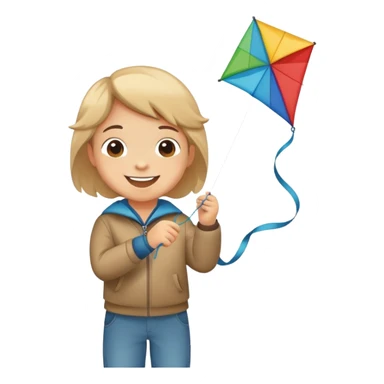child holding a kite string with kite in the air sticker