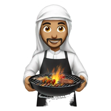 arab with abaya cooking barbecue sticker