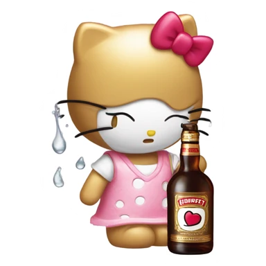 Hello kitty crying tears holding Hennessy bottle😭  sticker