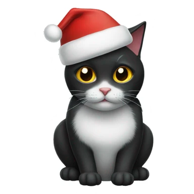 Black cat in Santa hat  sticker