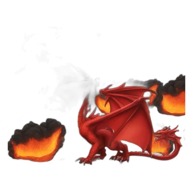 Red dragon in black flame sticker