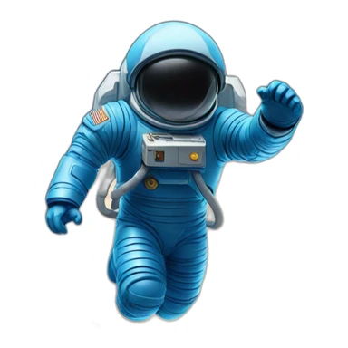 blue spaceman in a blue suit flying straight up into space sticker