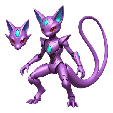 Futuristic armored cyber-Mewtwo-Sableye-Genesect-Deoxys-Espeon-alien-hybrid-fusion sticker