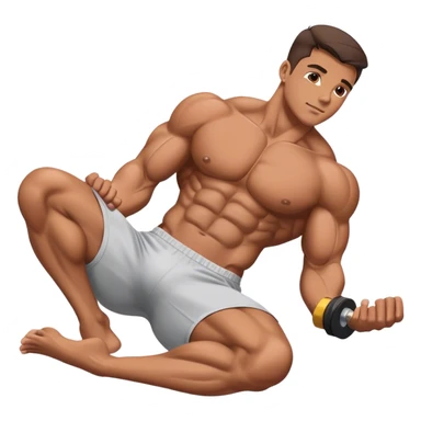 bodybuilder laying down abs exercise sticker