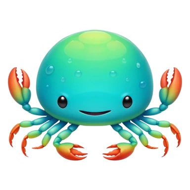 Neon glowing Cyan-lime-gradients jelly-prawn-crab-squid lamp satellite squishy squishmallow pillow with antennas and legs sticker
