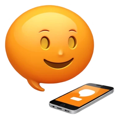 Изображение SMS письма в светло-оранжевых тонах. 3D изображение sticker