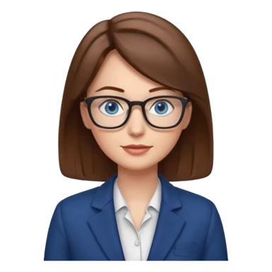 brown hair blue eyes glasses teacher female sticker