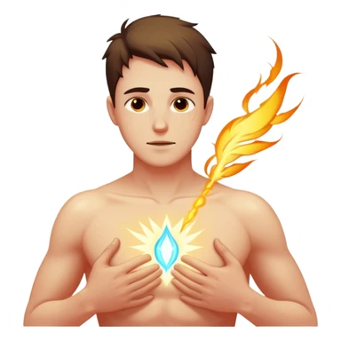 transition from a man with a spiritual pain on his chest growing up to a man with a soul glowing on his body representing his healed version karmically and using that energy to heal others sticker