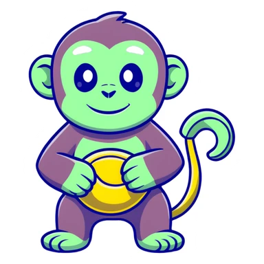 green chimpanzee with a banana body sticker