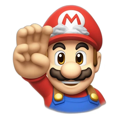 Mario à côté d'une main qui montre un pouce vers le ciel sticker