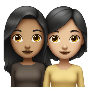 black haired girl with dark brown haired girl  sticker