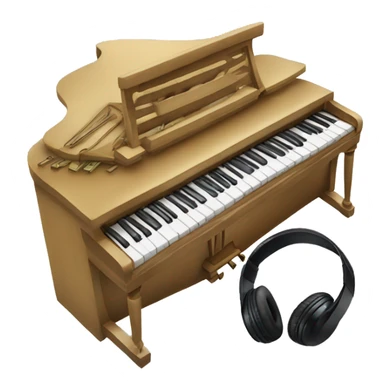 Piano with notes around it and some headphones sticker