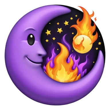 purple and black fire with a moon inside sticker