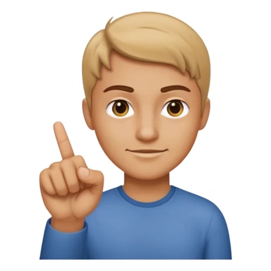 half smirk with finger pointing sticker