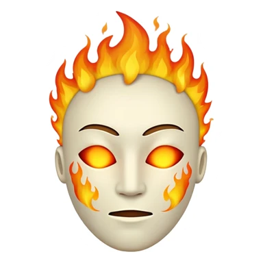 completely featureless head with fire, no eyes, no nose, no mouth, blank face sticker