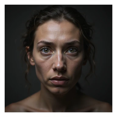 realistic human face with a suspicious expression, photorealistic style sticker