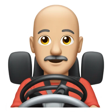 Bald man with mustache driving a gokart  sticker