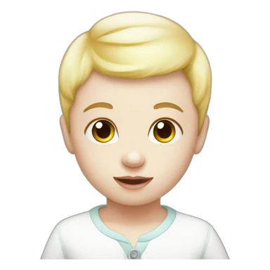 Newborn with pale skin fixing light bulb sticker