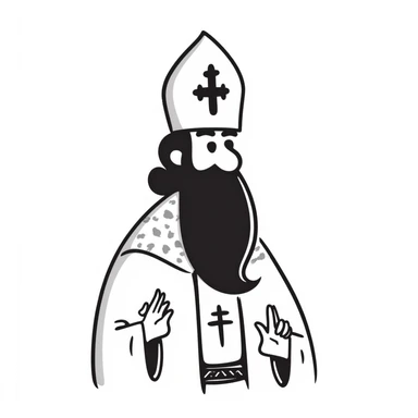 Orthodox pope, black and white hand drawn doodle sticker