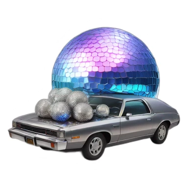 disco ball hanging on top of a shining car sticker