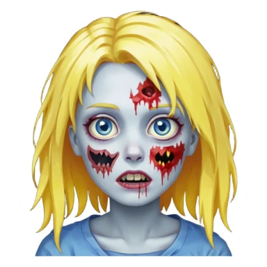 zombie girl yellow hair and blue eyes pixeled ñow cality sticker