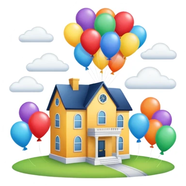 beije house flying with baloons sticker