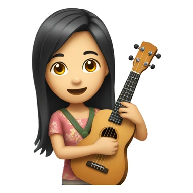 Asian Girl playing ukulele  sticker