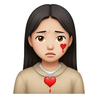 brave asian girl broken heart emoji sticker